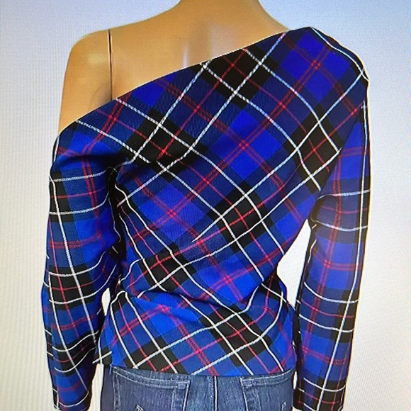 Zara plaid asymmetrical top size large nwt - Picture 1 of 5
